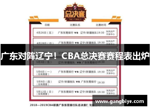 广东对阵辽宁！CBA总决赛赛程表出炉